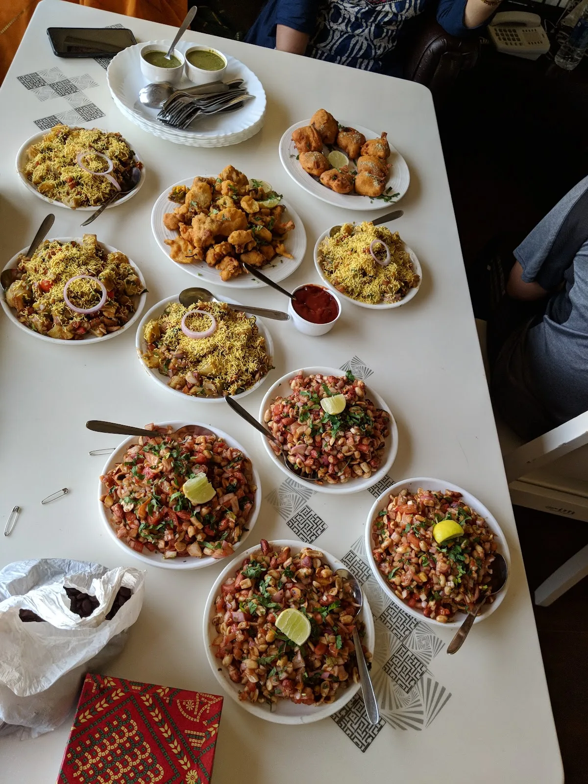 A vibrant spread of vegetarian chaat and starters